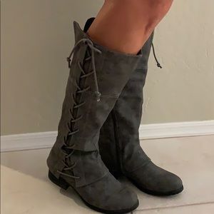 Gray suede boots
